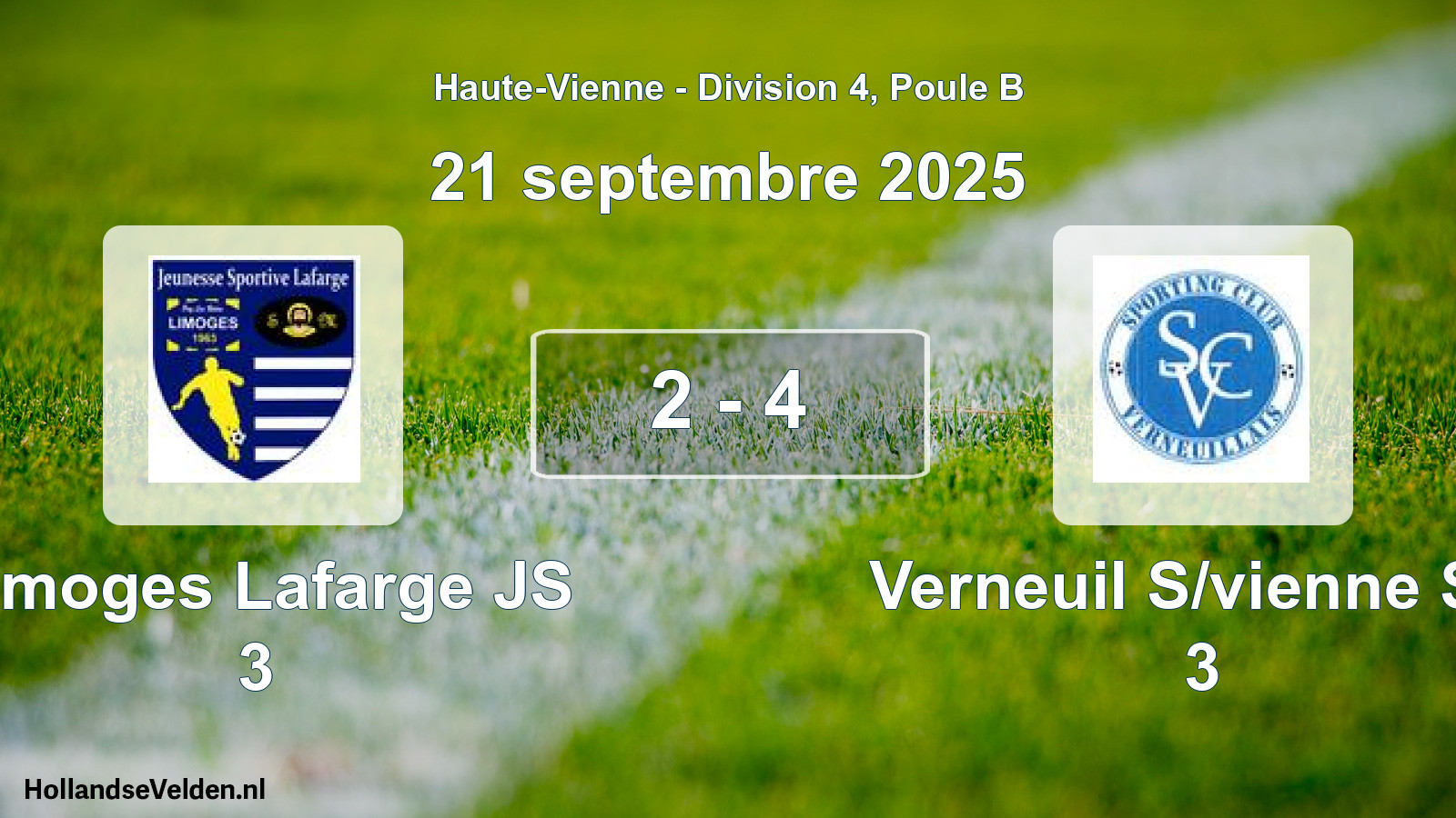 Gespeelde wedstrijd: Limoges Lafarge JS 3 - Verneuil S/vienne SC 3 2 - 4 (21 september 2025)