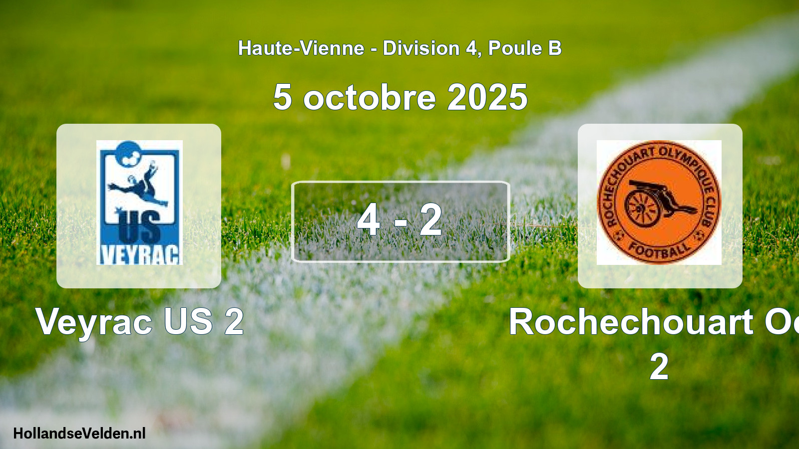 Total number of matches played: Veyrac US 2 - Rochechouart Oc 2 4 - 2 (5 October 2025)