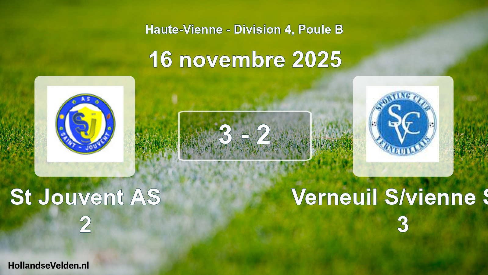Gespeelde wedstrijd: St Jouvent AS 2 - Verneuil S/vienne SC 3 3 - 2 (16 november 2025)