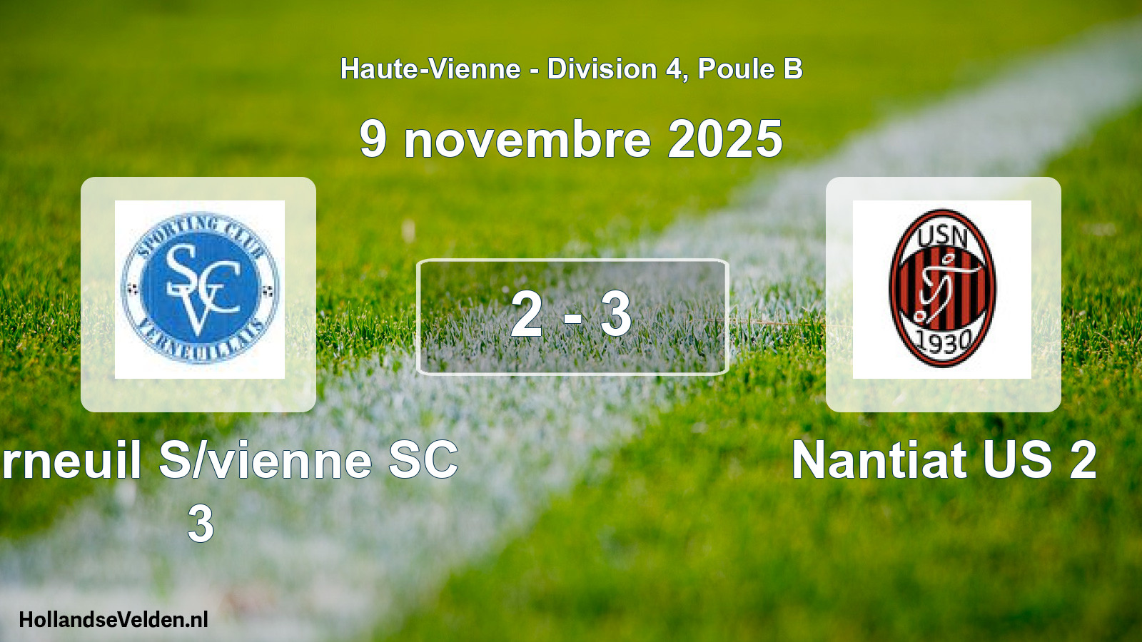 Gespeelde wedstrijd: Verneuil S/vienne SC 3 - Nantiat US 2 2 - 3 (9 november 2025)