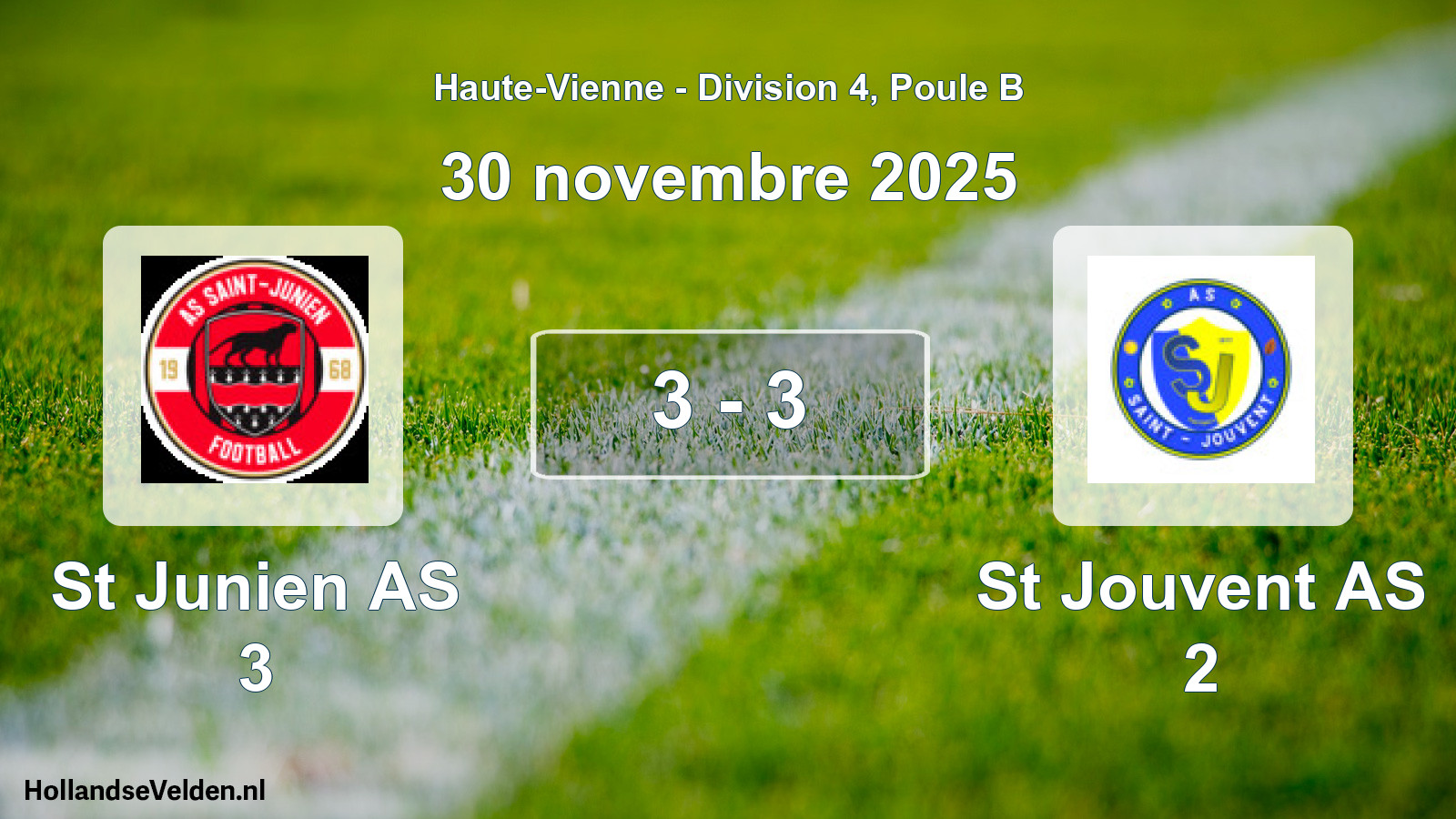 Gespeelde wedstrijd: St Junien AS 3 - St Jouvent AS 2 3 - 3 (30 november 2025)