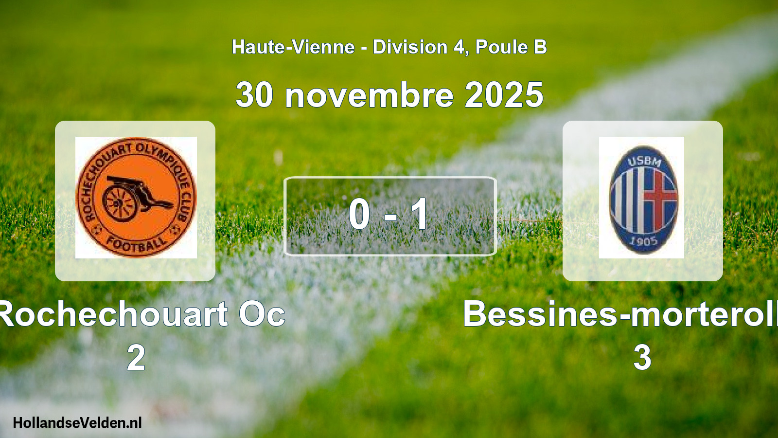 Gespeelde wedstrijd: Rochechouart Oc 2 - Bessines-morterolles 3 0 - 1 (30 november 2025)