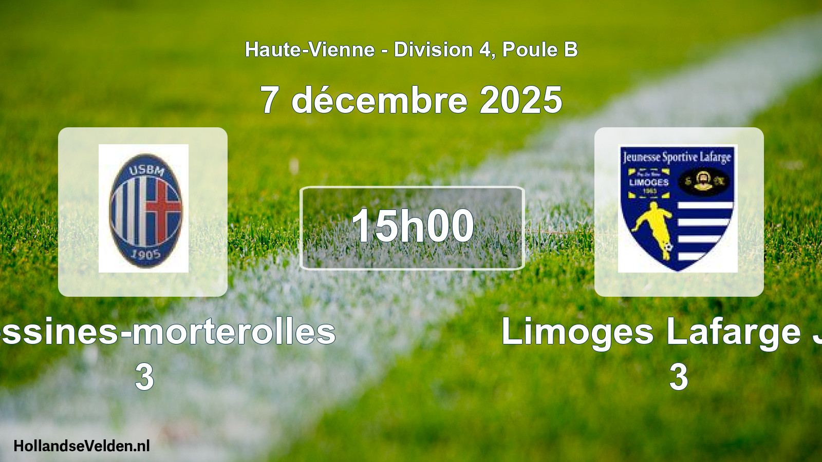 Match programmé: Bessines-morterolles 3 - Limoges Lafarge JS 3 (7 décembre 2025)