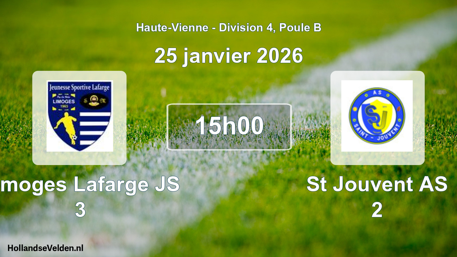 Geplande wedstrijd: Limoges Lafarge JS 3 - St Jouvent AS 2 (25 januari 2026)