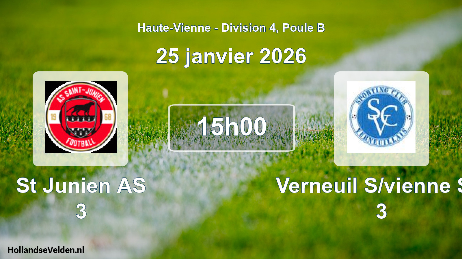Geplande wedstrijd: St Junien AS 3 - Verneuil S/vienne SC 3 (25 januari 2026)