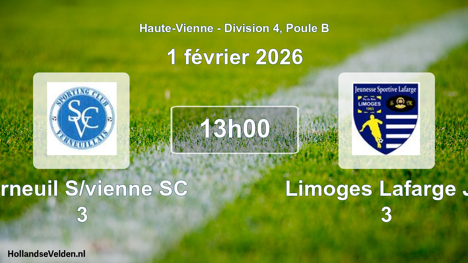 Geplande wedstrijd: Verneuil S/vienne SC 3 - Limoges Lafarge JS 3 (1 februari 2026)