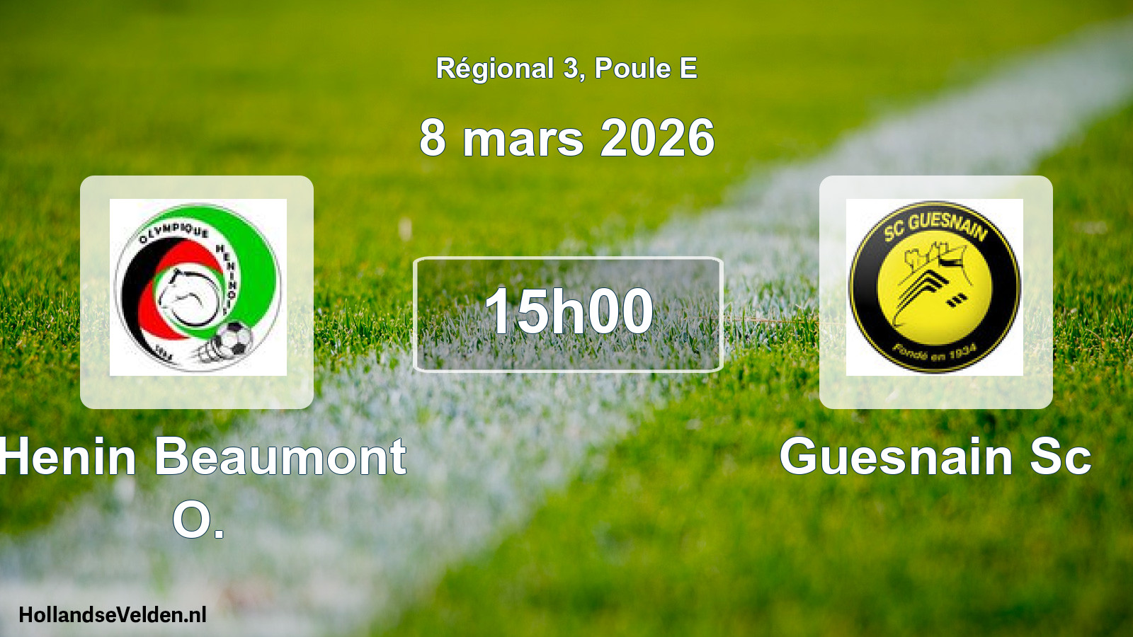Geplande wedstrijd: Henin Beaumont O. - Guesnain Sc (8 maart 2026)