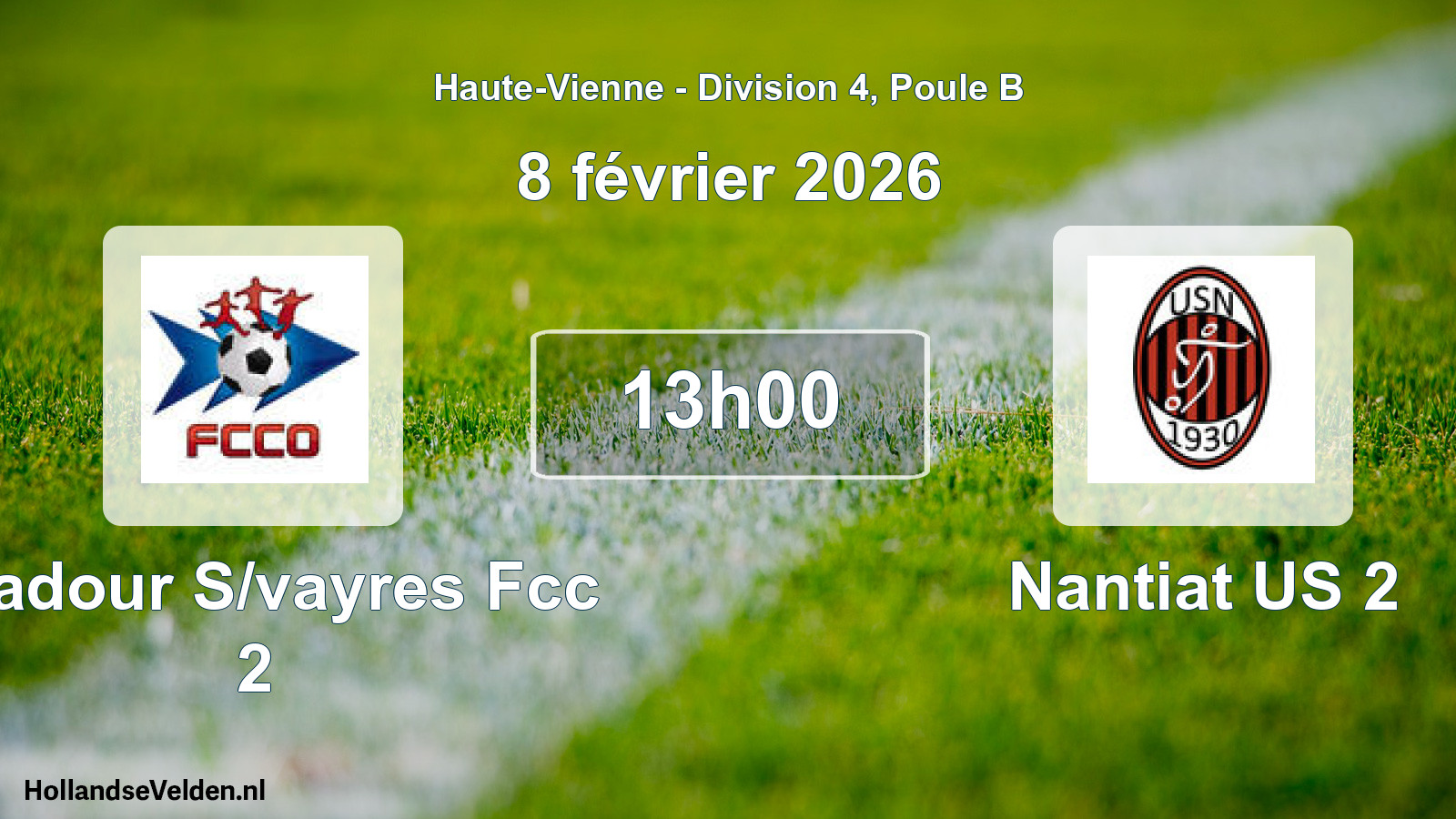 Geplande wedstrijd: Oradour S/vayres Fcc 2 - Nantiat US 2 (8 februari 2026)