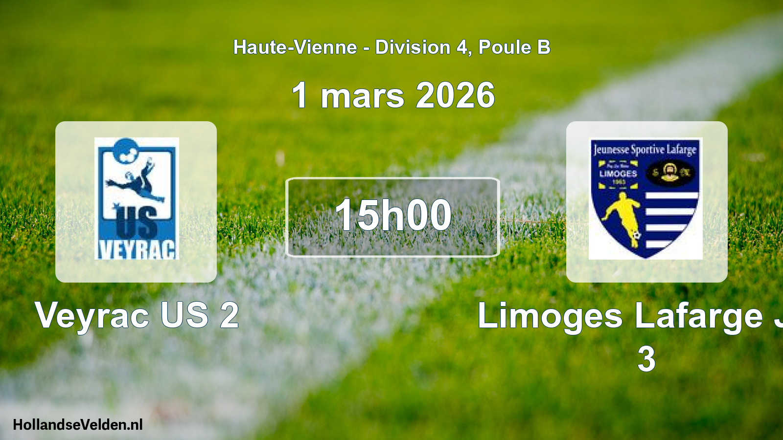 Match programmé: Veyrac US 2 - Limoges Lafarge JS 3 (1 mars 2026)