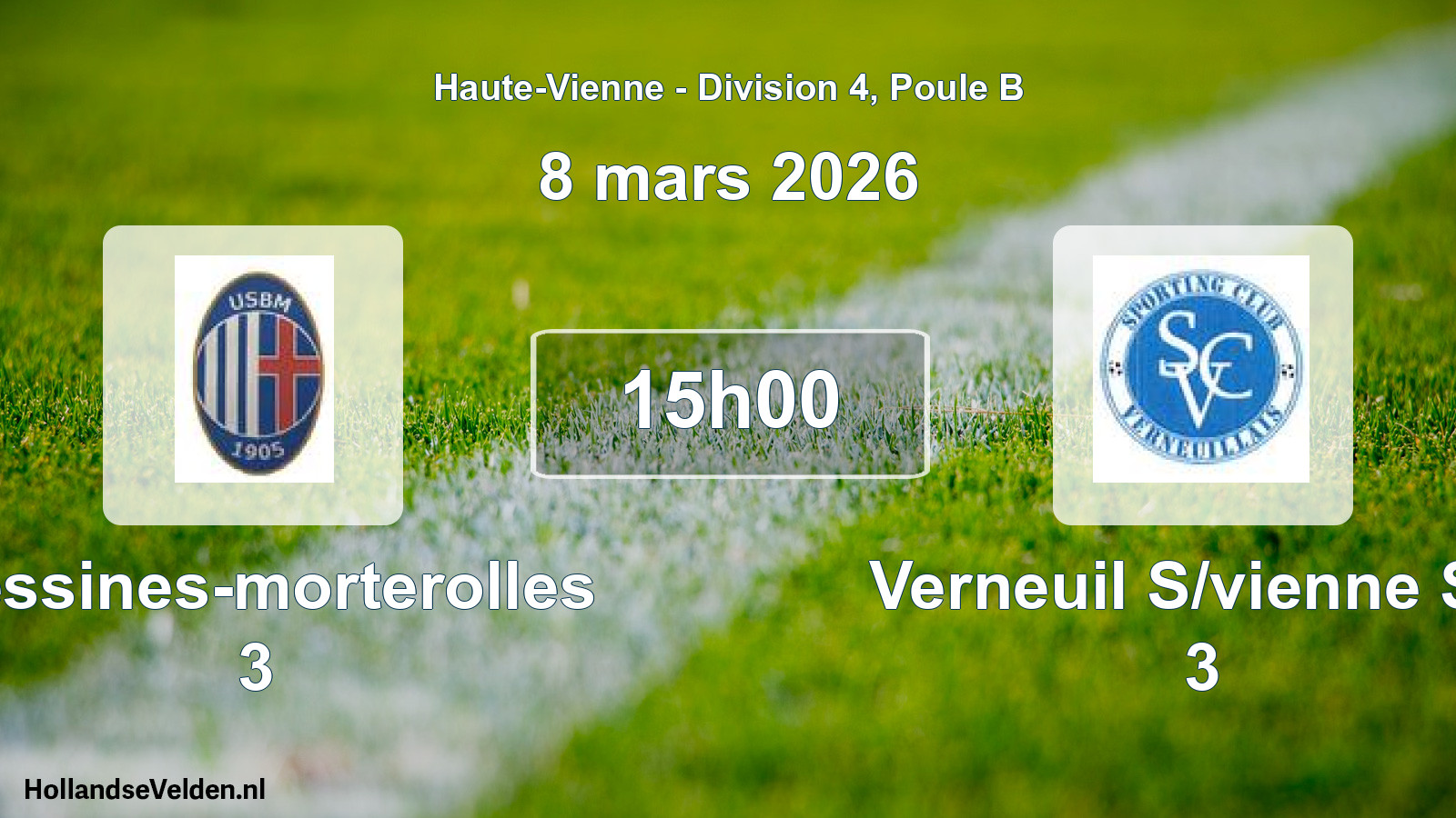 Match programmé: Bessines-morterolles 3 - Verneuil S/vienne SC 3 (8 mars 2026)