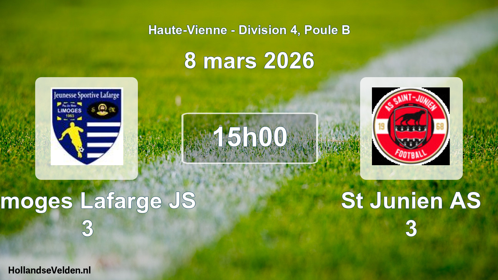 Geplande wedstrijd: Limoges Lafarge JS 3 - St Junien AS 3 (8 maart 2026)