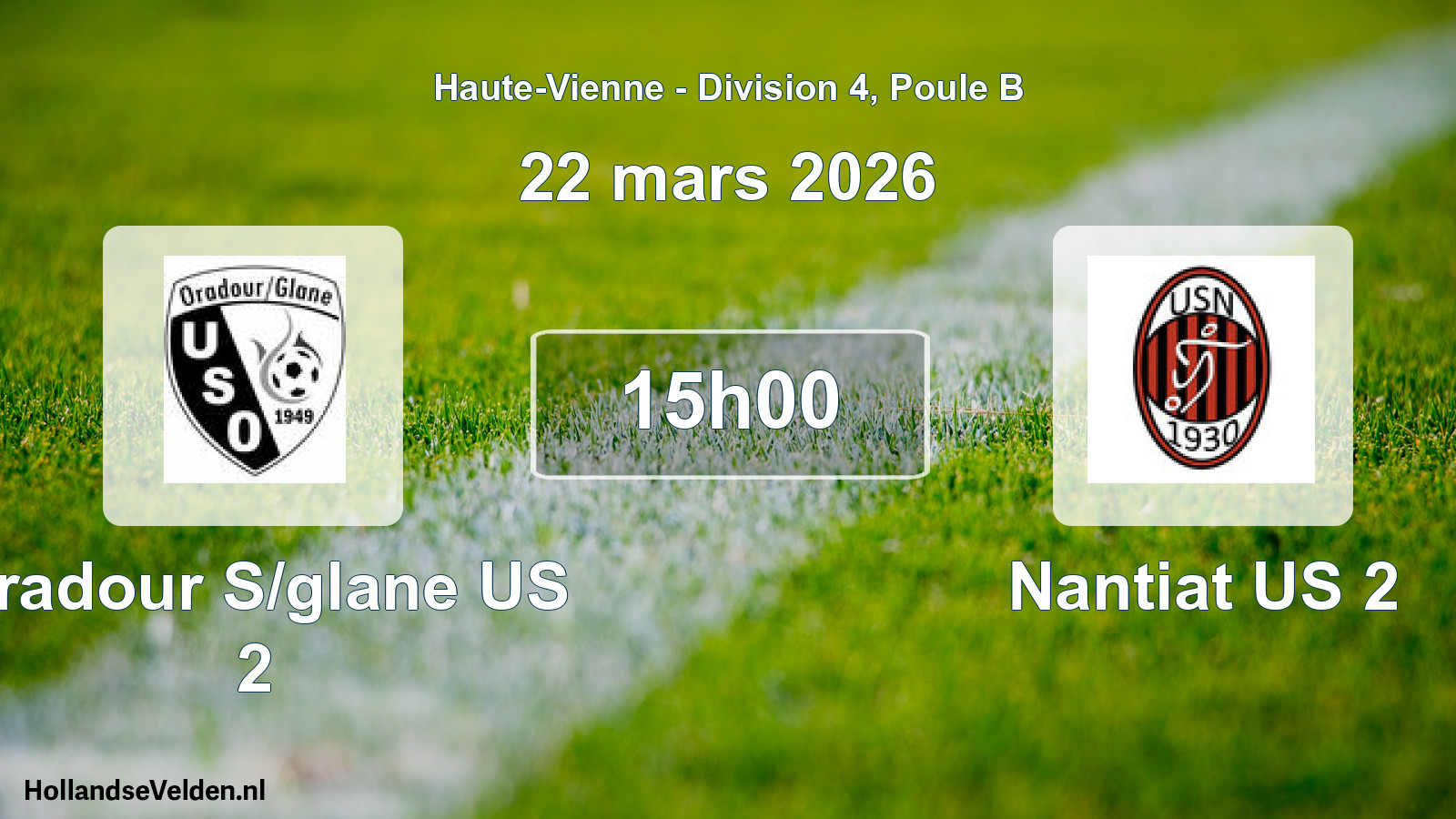 Geplande wedstrijd: Oradour S/glane US 2 - Nantiat US 2 (22 maart 2026)
