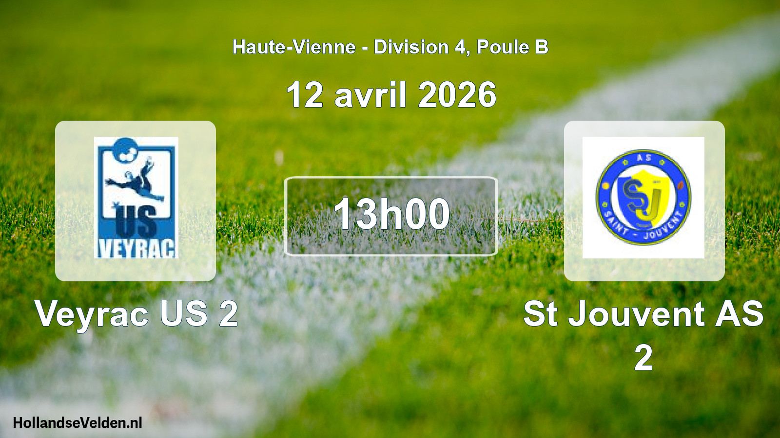Match programmé: Veyrac US 2 - St Jouvent AS 2 (12 avril 2026)