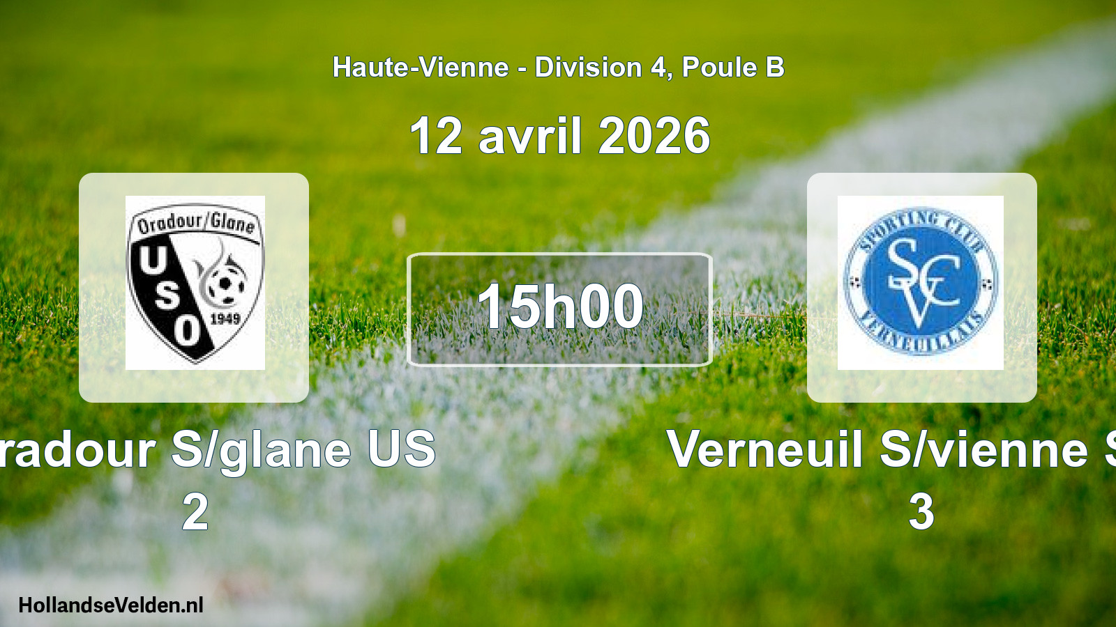 Geplande wedstrijd: Oradour S/glane US 2 - Verneuil S/vienne SC 3 (12 april 2026)