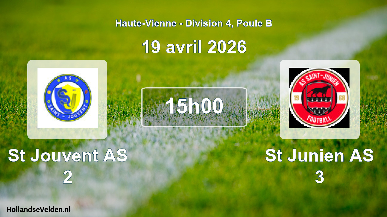 Geplande wedstrijd: St Jouvent AS 2 - St Junien AS 3 (19 april 2026)