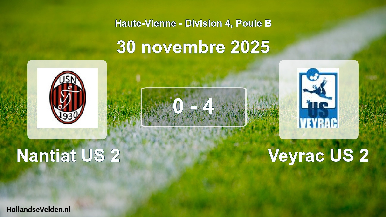 Total number of matches played: Nantiat US 2 - Veyrac US 2 0 - 4 (30 November 2025)