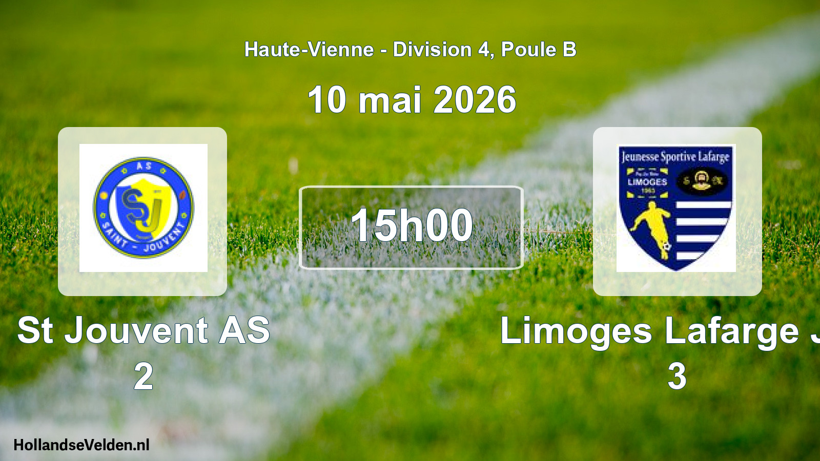 Match programmé: St Jouvent AS 2 - Limoges Lafarge JS 3 (10 mai 2026)