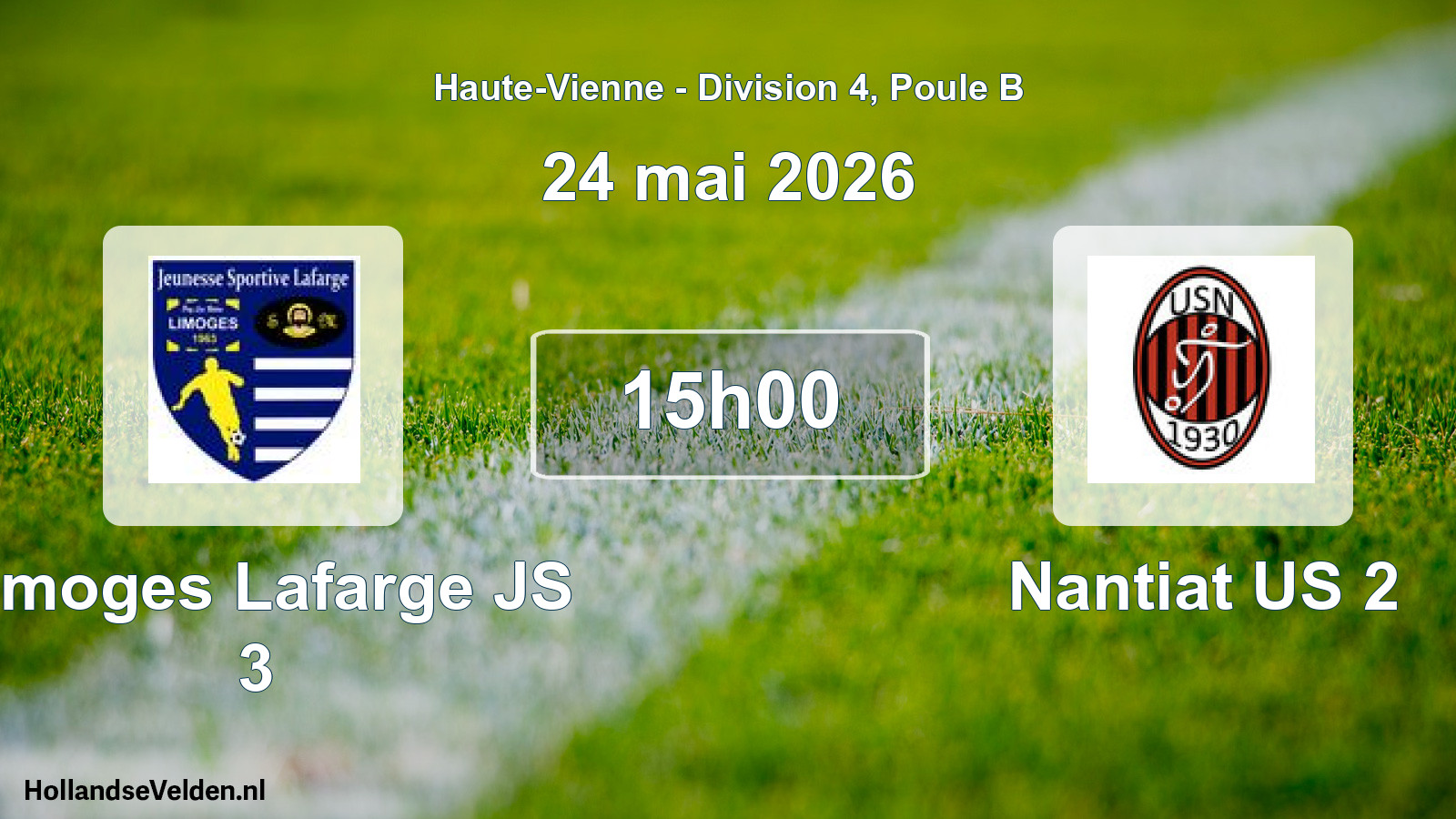 Geplande wedstrijd: Limoges Lafarge JS 3 - Nantiat US 2 (24 mei 2026)
