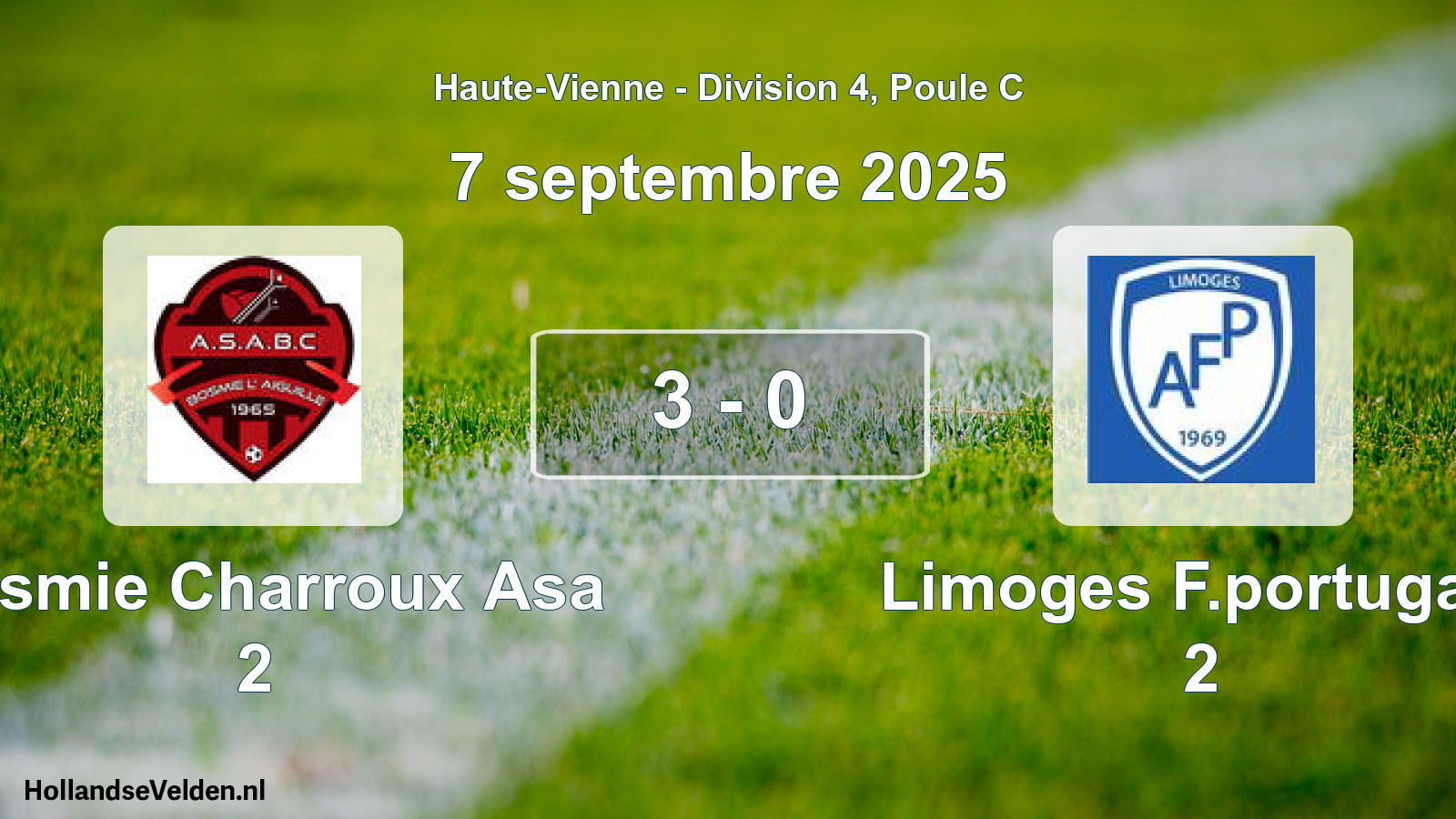 Gespeelde wedstrijd: Bosmie Charroux Asa 2 - Limoges F.portugais 2 3 - 0 (7 september 2025)