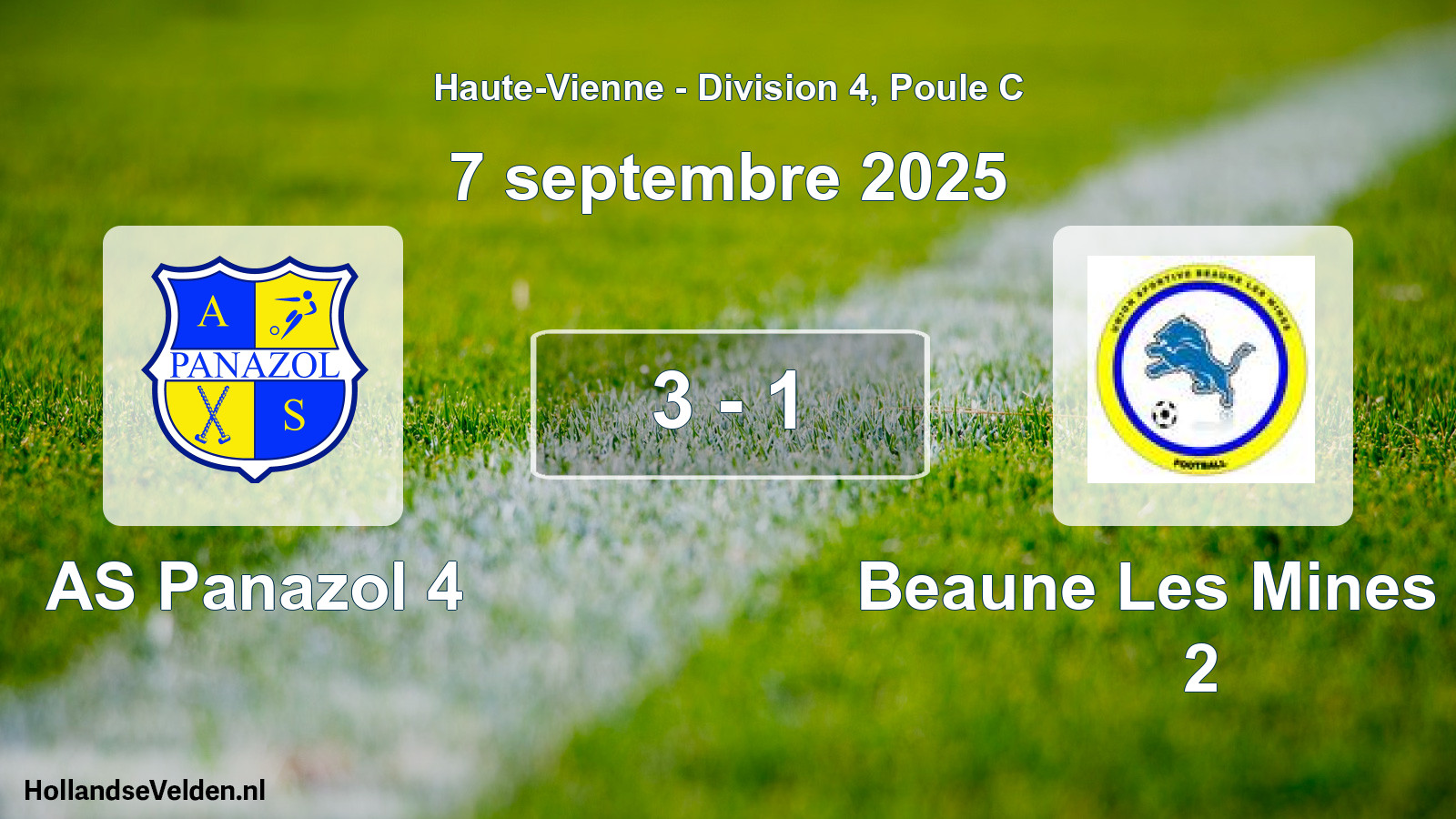 Match joué: AS Panazol 4 - Beaune Les Mines US 2 3 - 1 (7 septembre 2025)