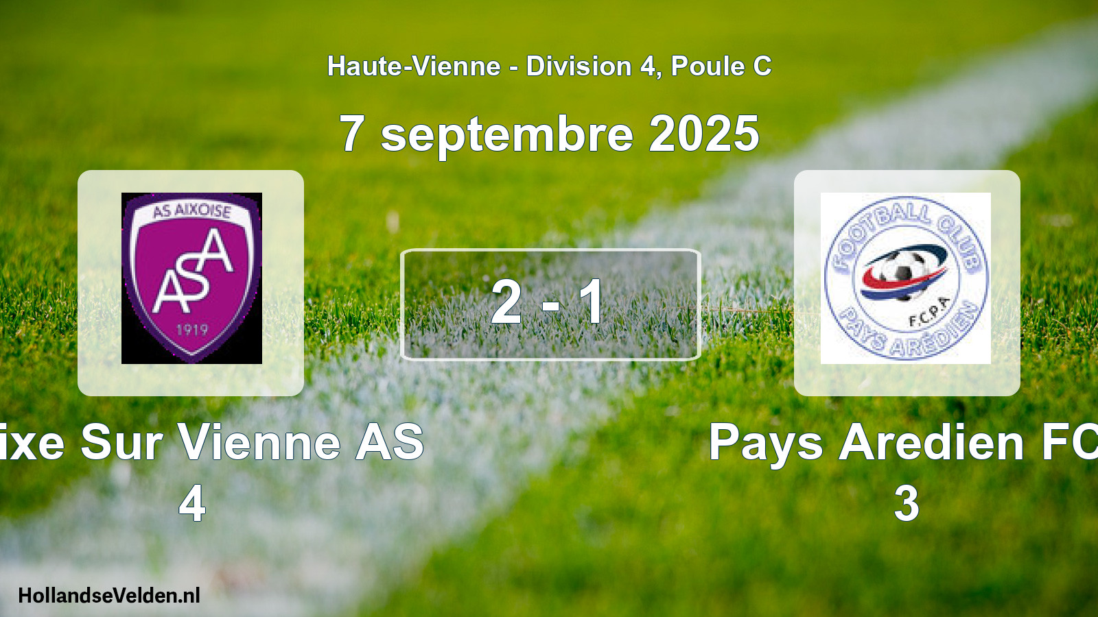 Gespeelde wedstrijd: Aixe Sur Vienne AS 4 - Pays Aredien FC 3 2 - 1 (7 september 2025)