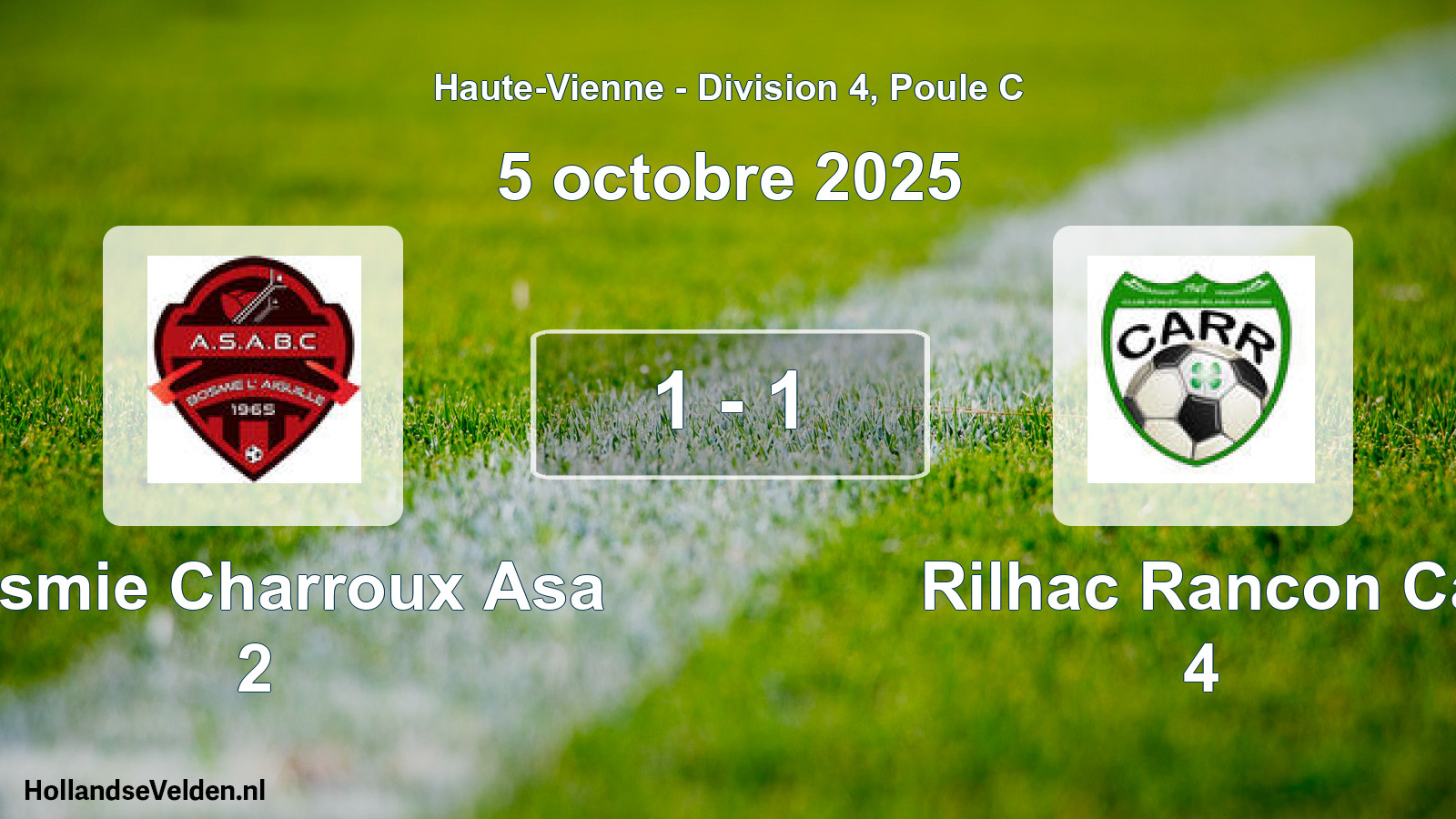 Gespeelde wedstrijd: Bosmie Charroux Asa 2 - Rilhac Rancon Ca 4 1 - 1 (5 oktober 2025)