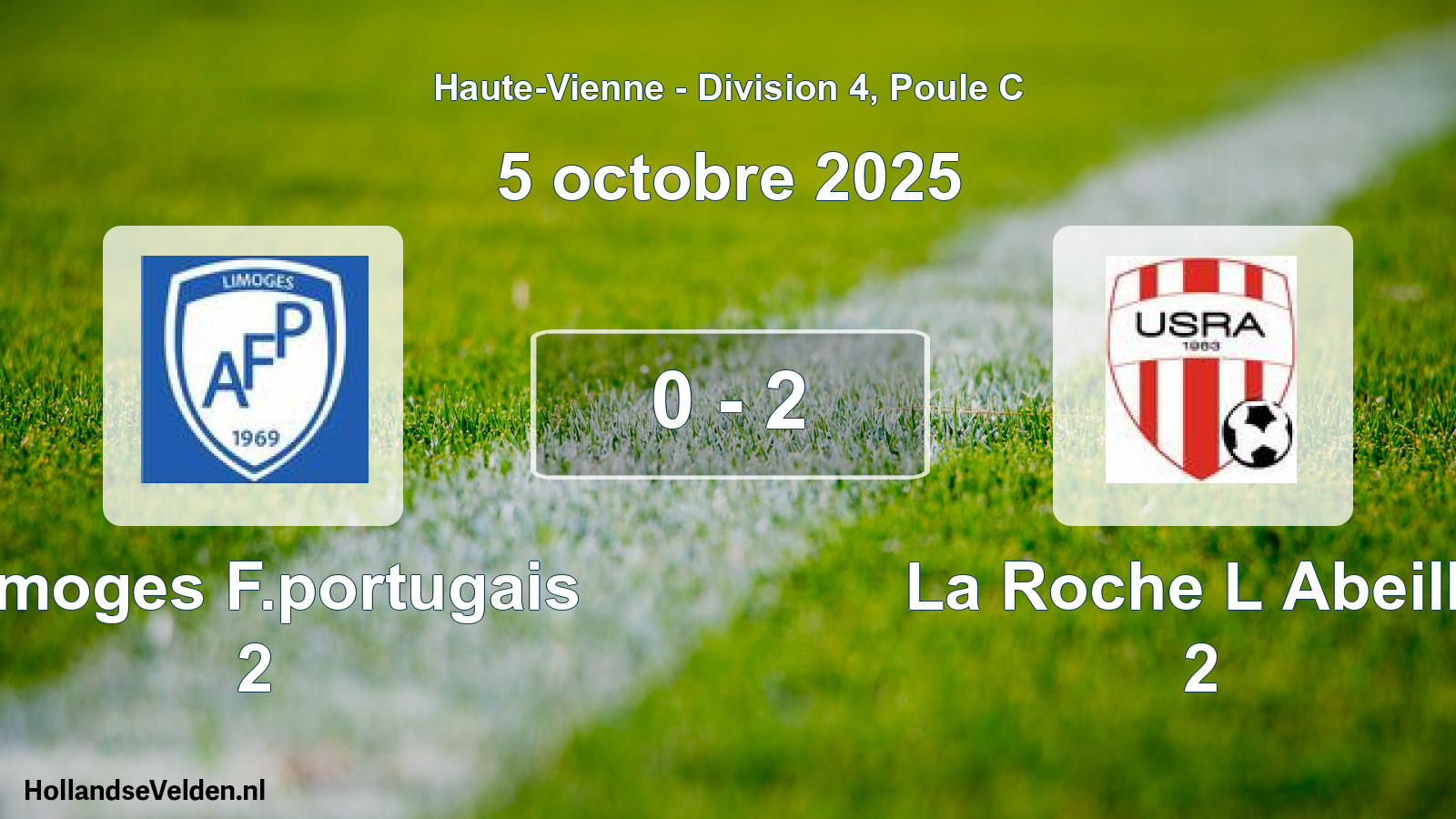 Gespeelde wedstrijd: Limoges F.portugais 2 - La Roche L Abeille 2 0 - 2 (5 oktober 2025)