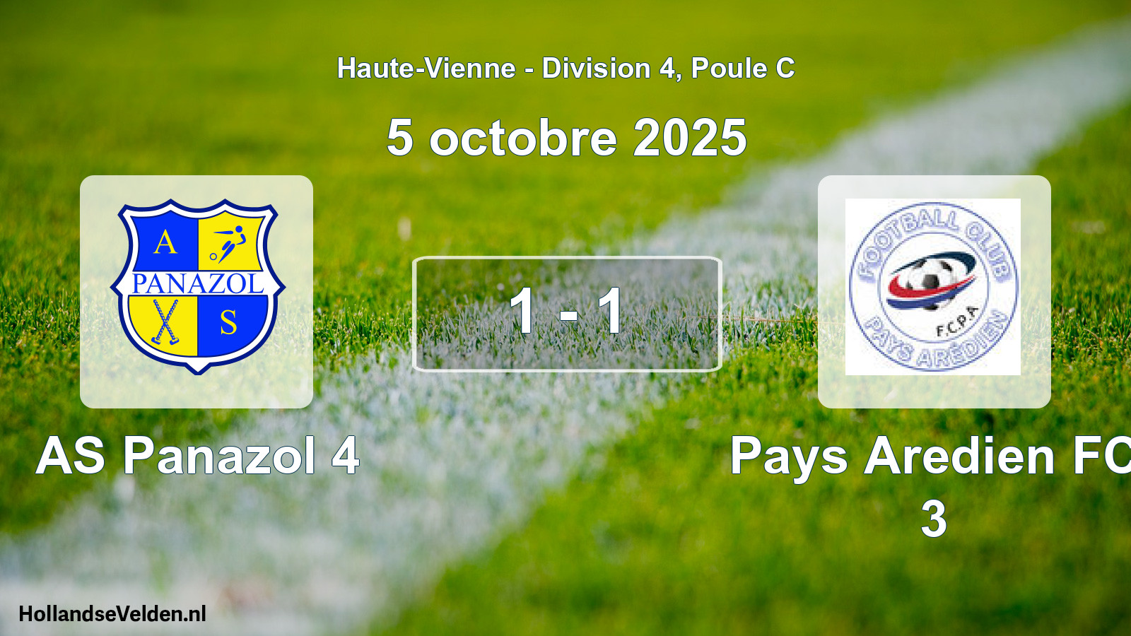 Gespeelde wedstrijd: AS Panazol 4 - Pays Aredien FC 3 1 - 1 (5 oktober 2025)
