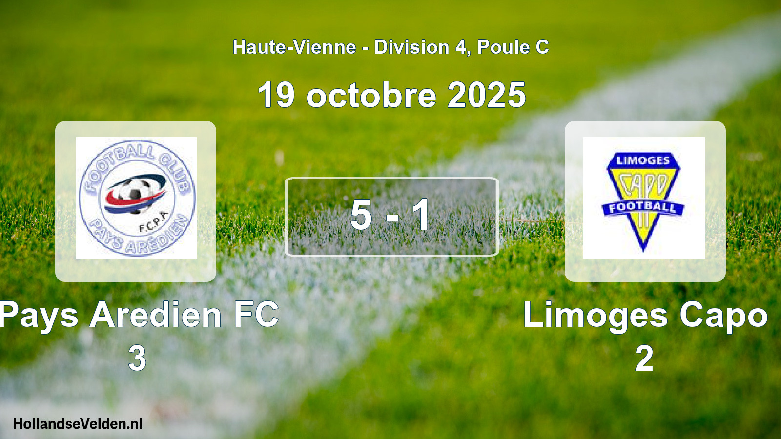 Gespeelde wedstrijd: Pays Aredien FC 3 - Limoges Capo 2 5 - 1 (19 oktober 2025)