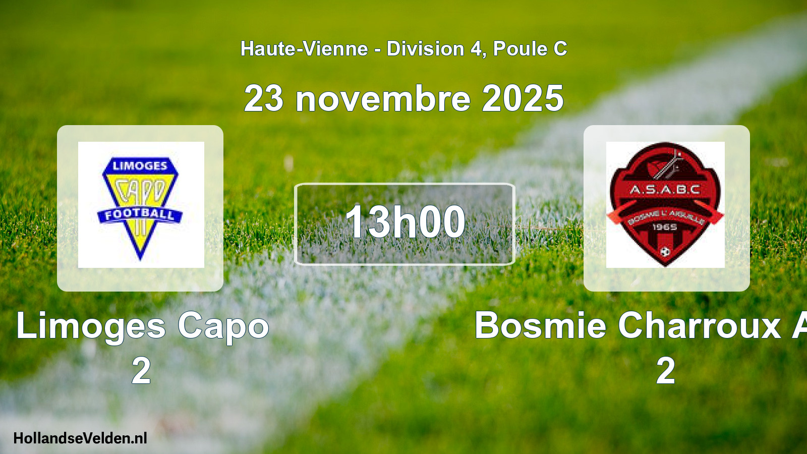 Geplande wedstrijd: Limoges Capo 2 - Bosmie Charroux Asa 2 (23 november 2025)
