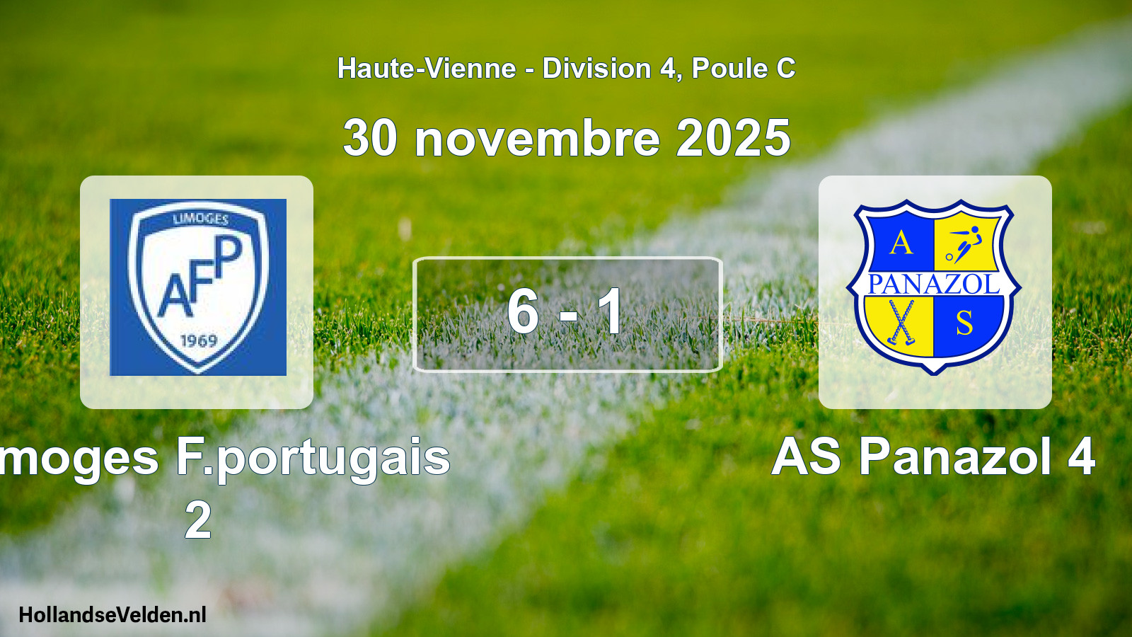 Gespeelde wedstrijd: Limoges F.portugais 2 - AS Panazol 4 6 - 1 (30 november 2025)
