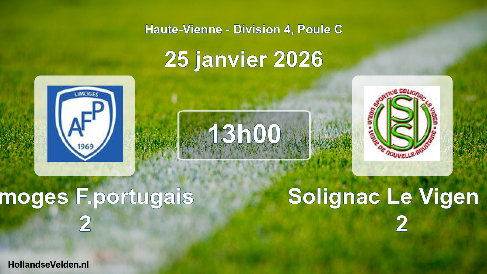 Geplande wedstrijd: Limoges F.portugais 2 - Solignac Le Vigen US 2 (25 januari 2026)