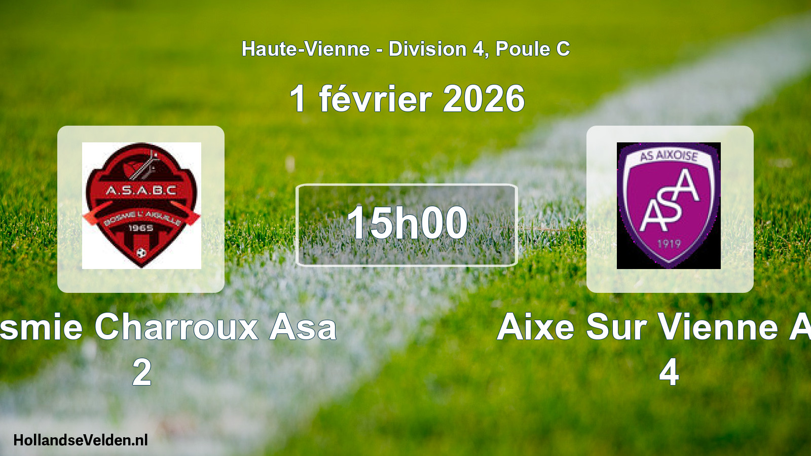 Geplande wedstrijd: Bosmie Charroux Asa 2 - Aixe Sur Vienne AS 4 (1 februari 2026)