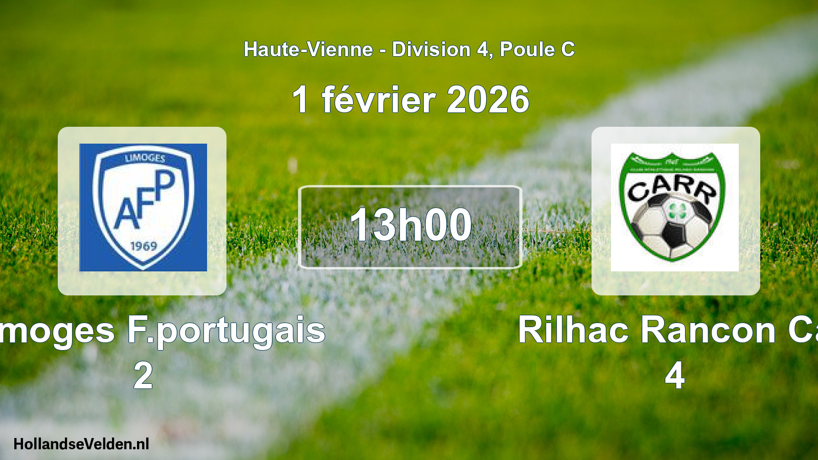 Geplande wedstrijd: Limoges F.portugais 2 - Rilhac Rancon Ca 4 (1 februari 2026)