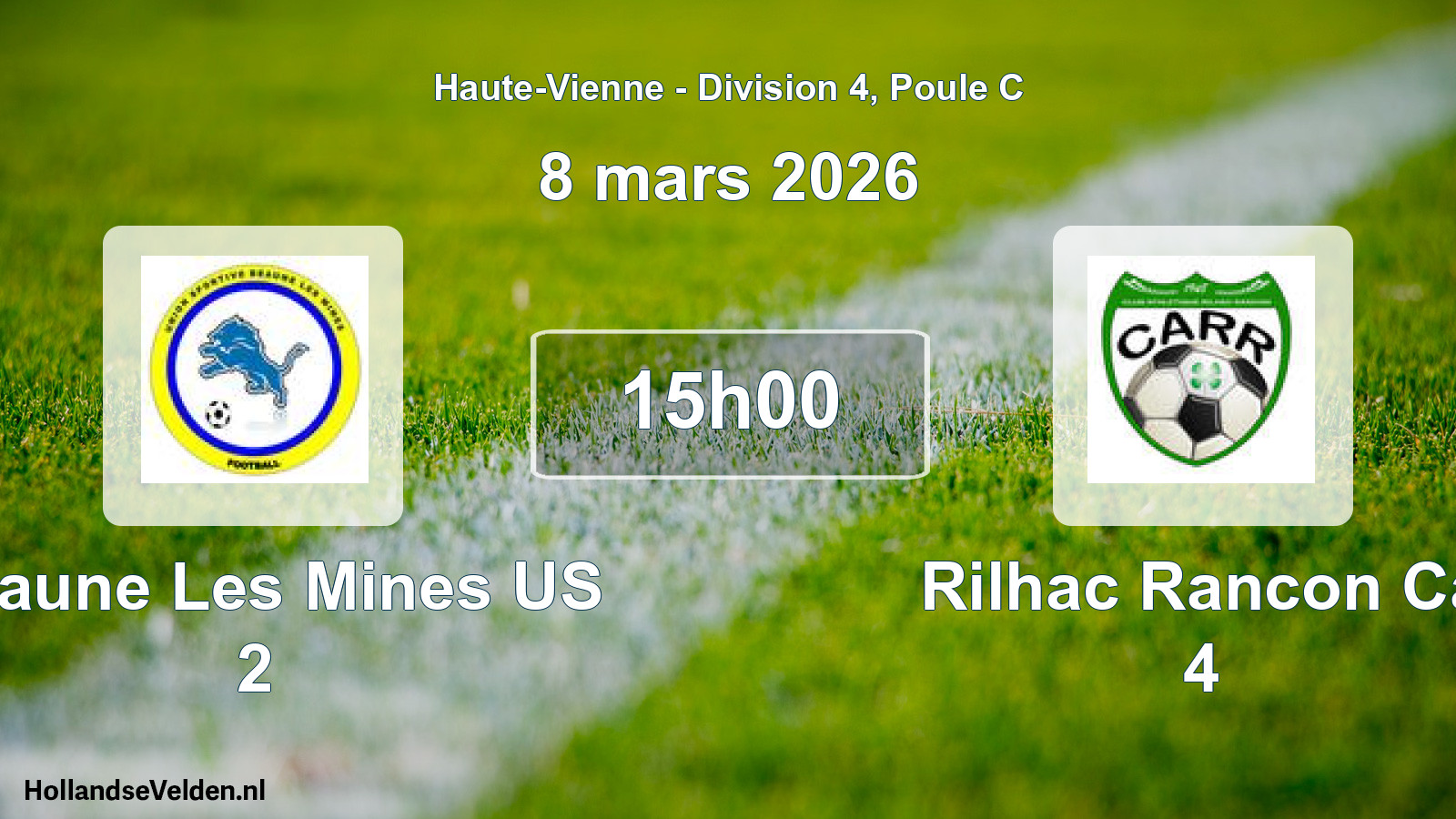 Match programmé: Beaune Les Mines US 2 - Rilhac Rancon Ca 4 (8 mars 2026)