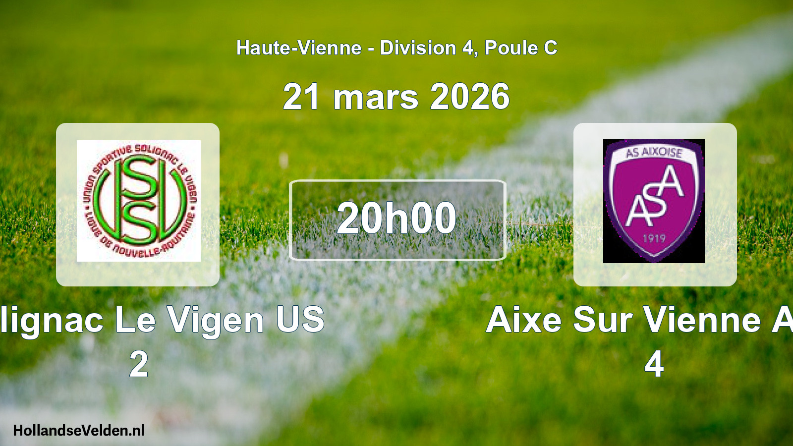 Geplande wedstrijd: Solignac Le Vigen US 2 - Aixe Sur Vienne AS 4 (21 maart 2026)