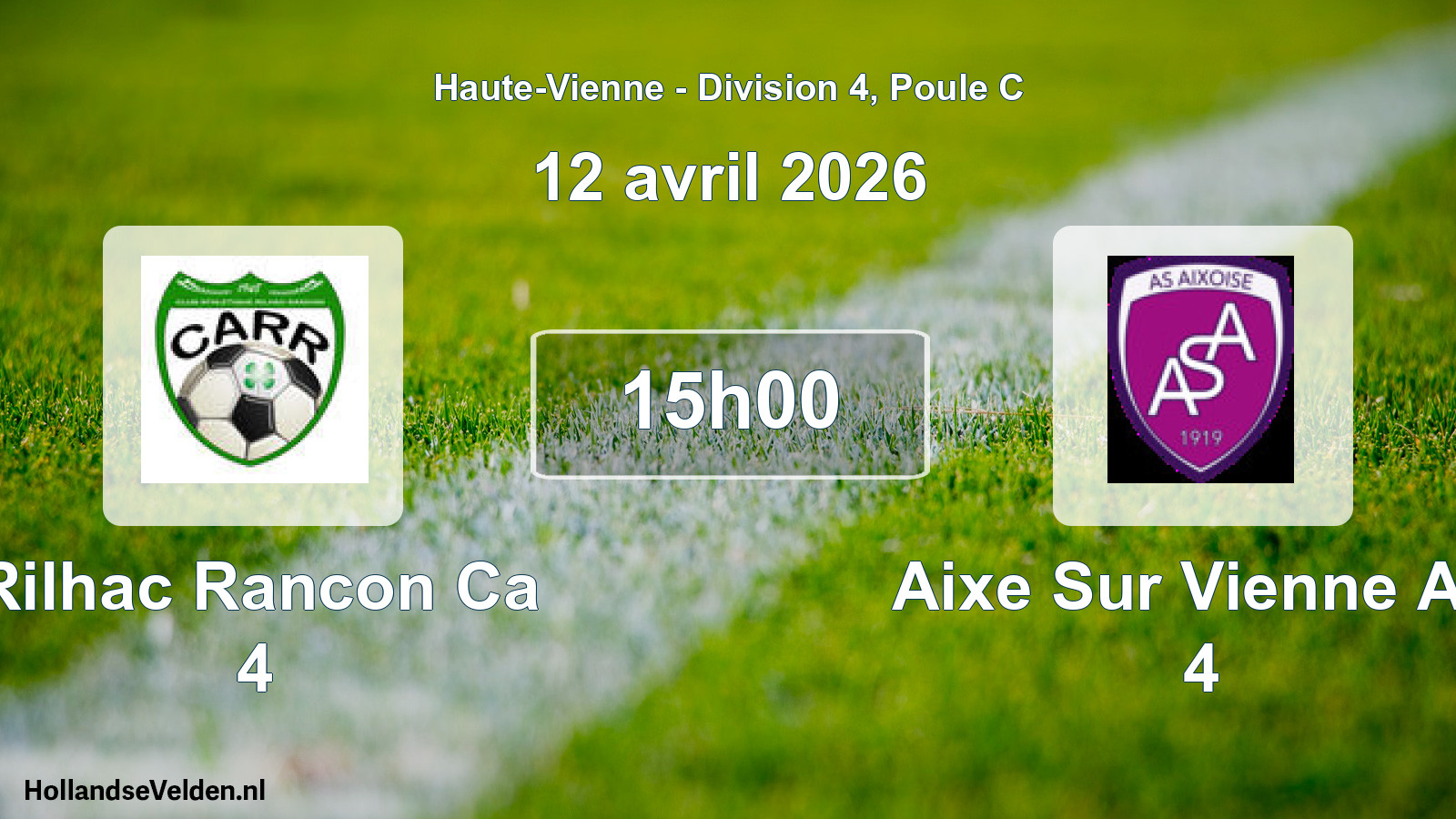Geplande wedstrijd: Rilhac Rancon Ca 4 - Aixe Sur Vienne AS 4 (12 april 2026)