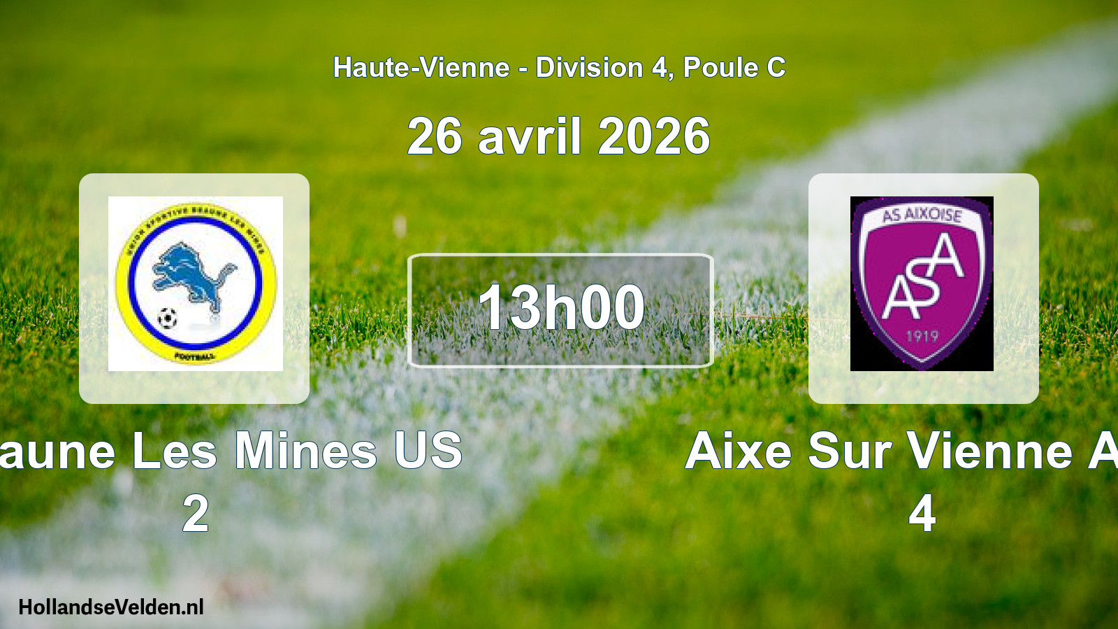 Geplande wedstrijd: Beaune Les Mines US 2 - Aixe Sur Vienne AS 4 (26 april 2026)