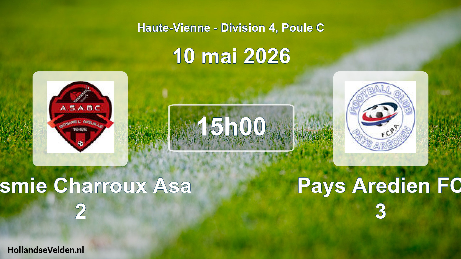 Geplande wedstrijd: Bosmie Charroux Asa 2 - Pays Aredien FC 3 (10 mei 2026)