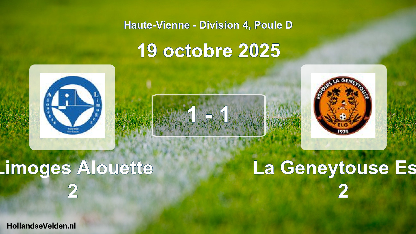 Match joué: Limoges Alouette 2 - La Geneytouse Esp. 2 1 - 1 (19 octobre 2025)
