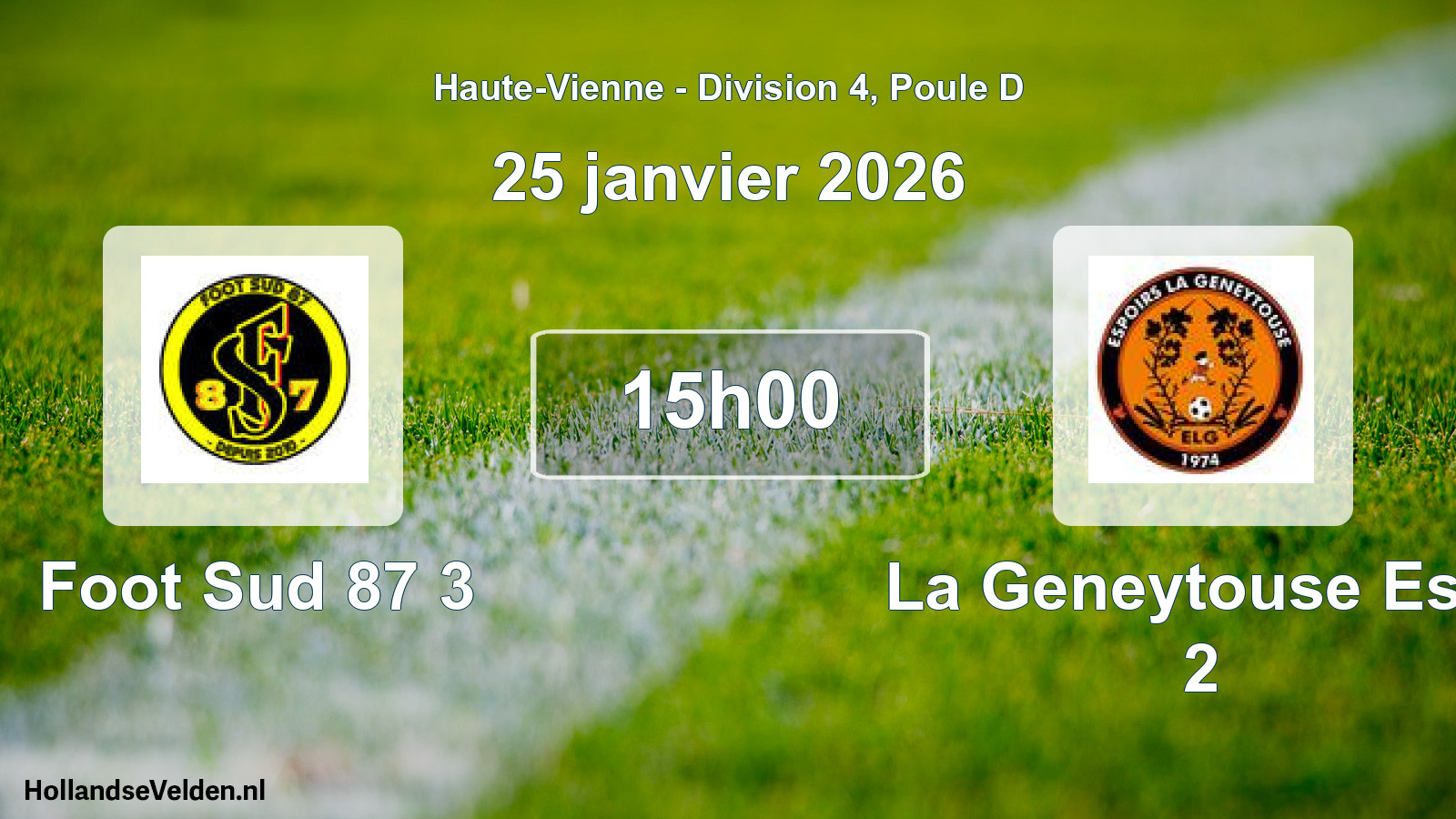 Geplande wedstrijd: Foot Sud 87 3 - La Geneytouse Esp. 2 (25 januari 2026)