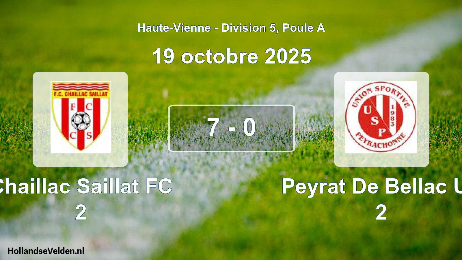 Match joué: Chaillac Saillat FC 2 - Peyrat De Bellac US 2 7 - 0 (19 octobre 2025)