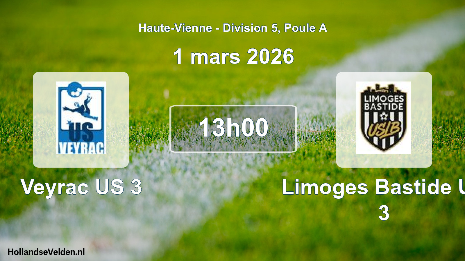 Match programmé: Veyrac US 3 - Limoges Bastide US 3 (1 mars 2026)
