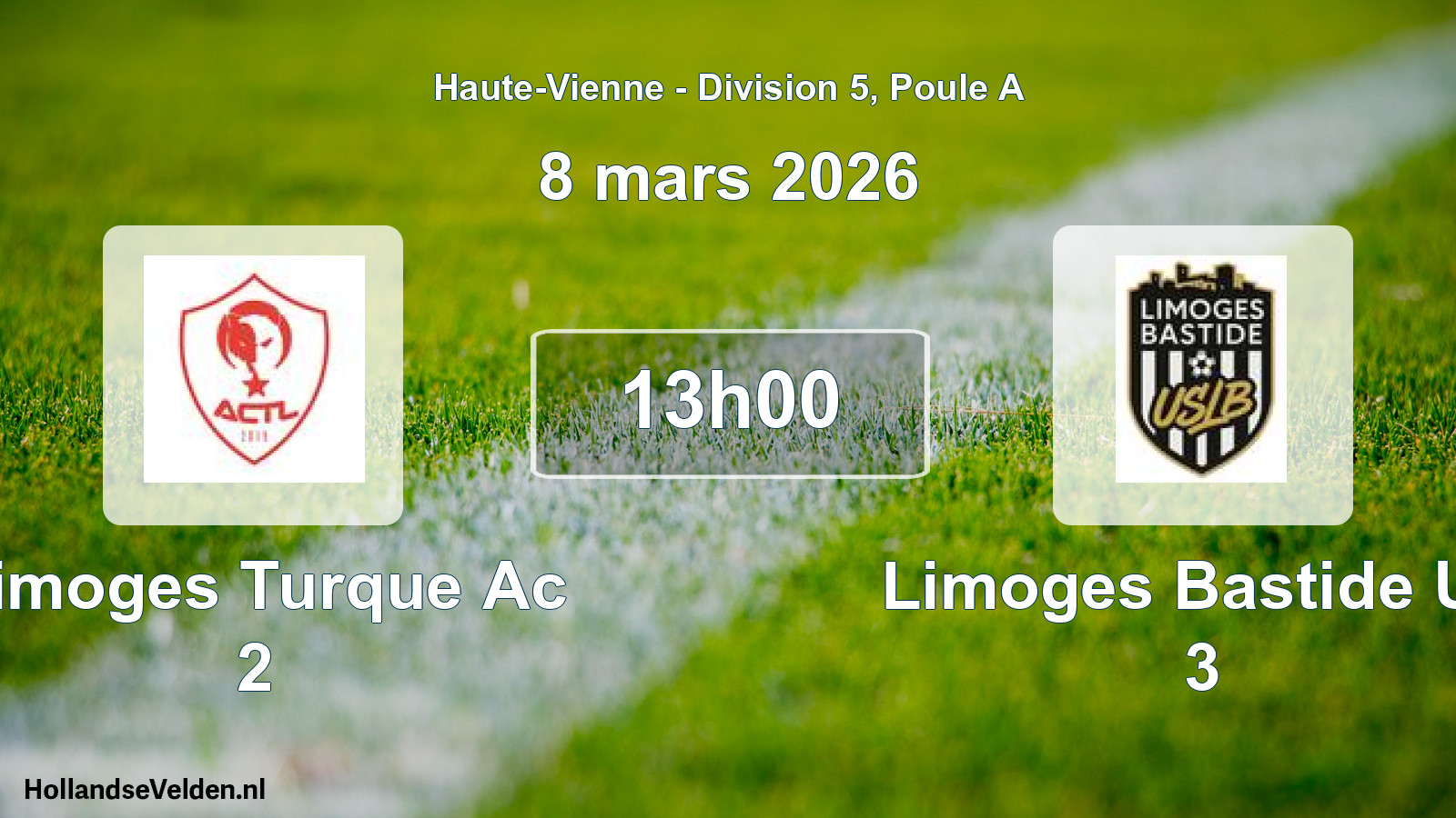Match programmé: Limoges Turque Ac 2 - Limoges Bastide US 3 (8 mars 2026)
