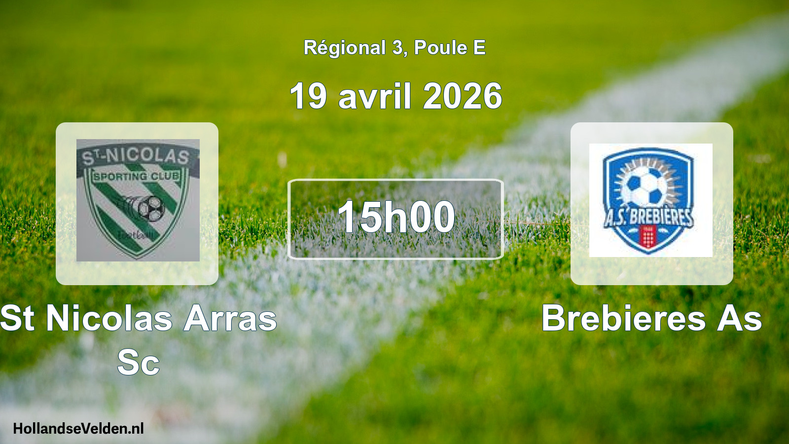 Geplande wedstrijd: St Nicolas Arras Sc - Brebieres As (19 avril 2026)