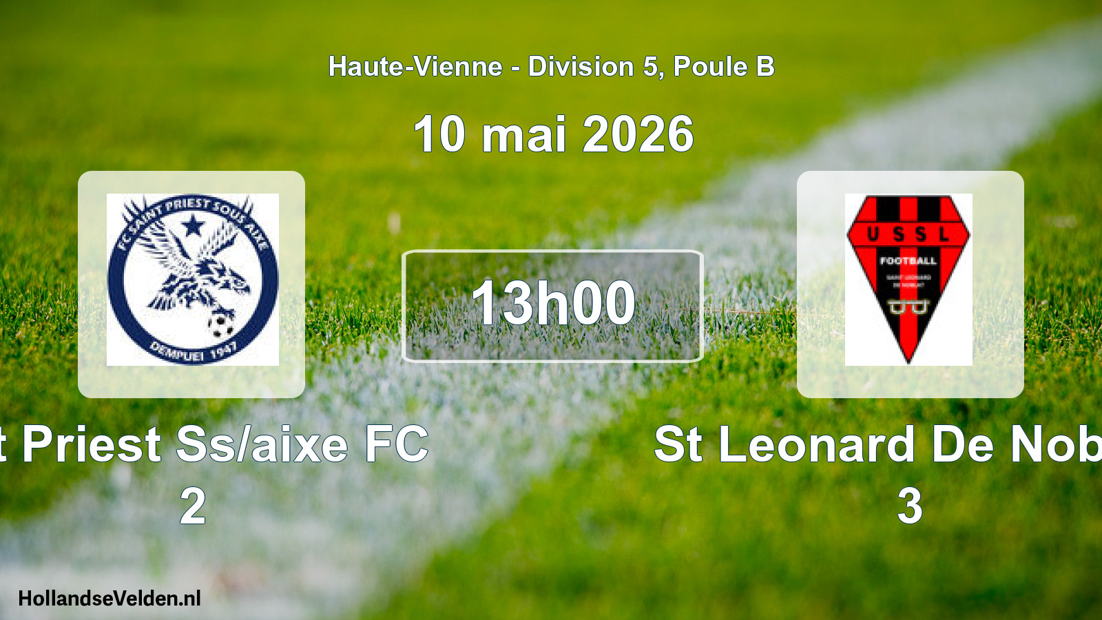 Match programmé: St Priest Ss/aixe FC 2 - St Leonard De Noblat 3 (10 mai 2026)