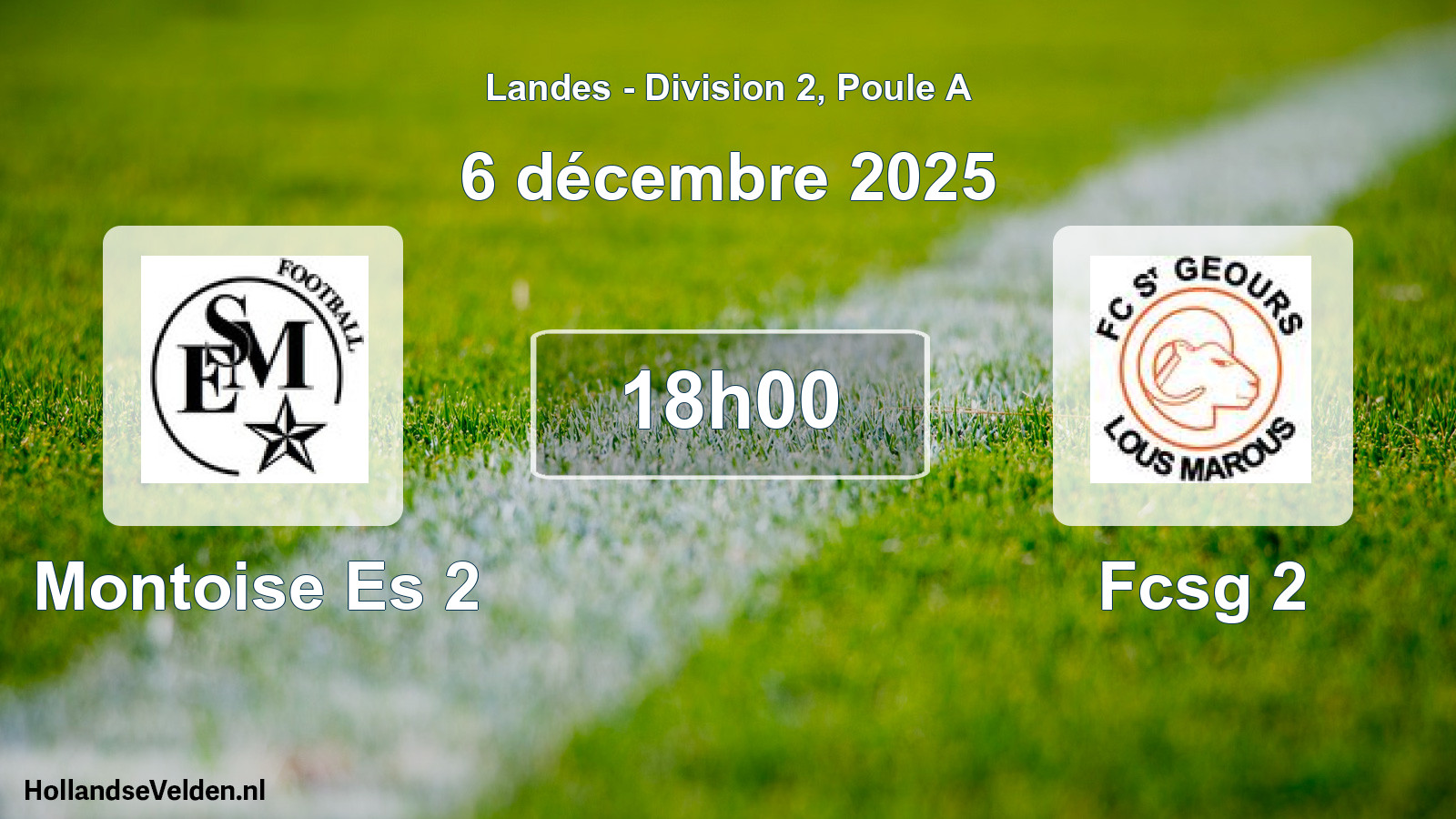 Match programmé: Montoise Es 2 - Fcsg 2 (6 décembre 2025)