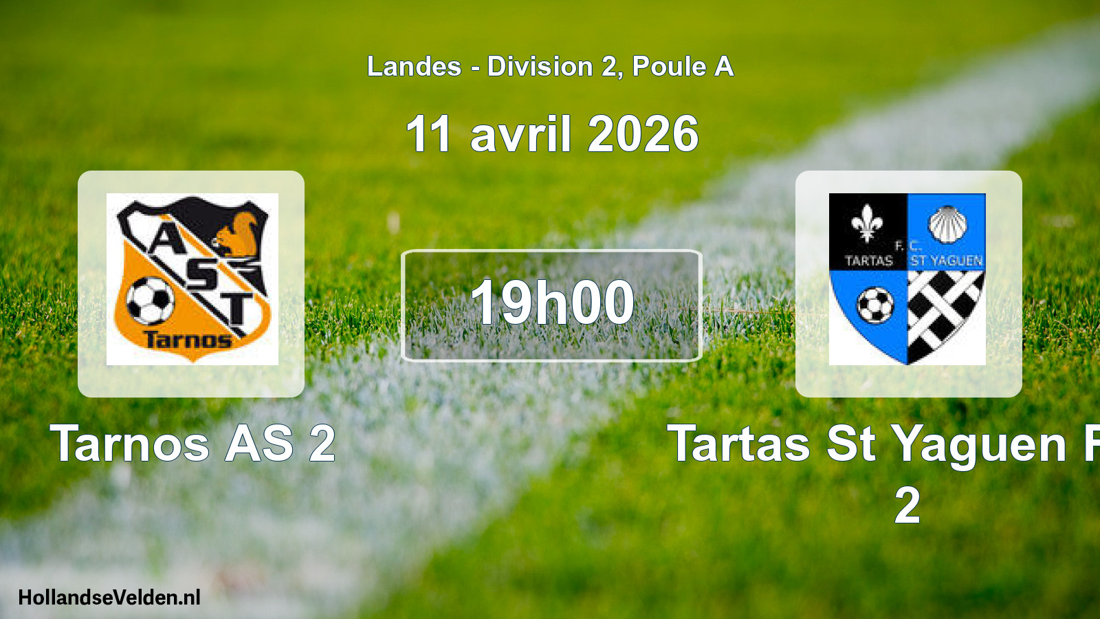 Geplande wedstrijd: Tarnos AS 2 - Tartas St Yaguen FC 2 (11 april 2026)