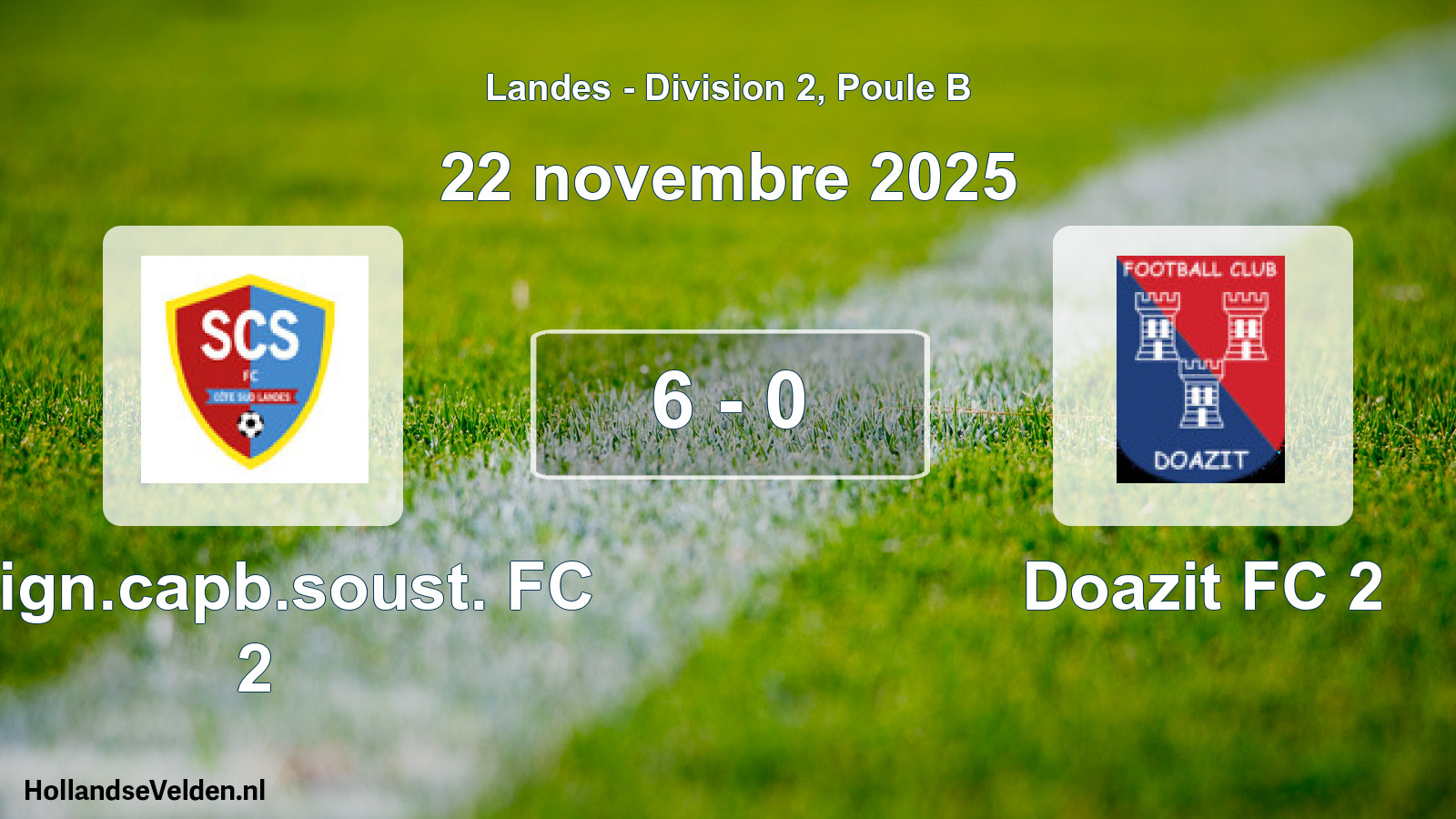 Gespeelde wedstrijd: Seign.capb.soust. FC 2 - Doazit FC 2 6 - 0 (22 november 2025)