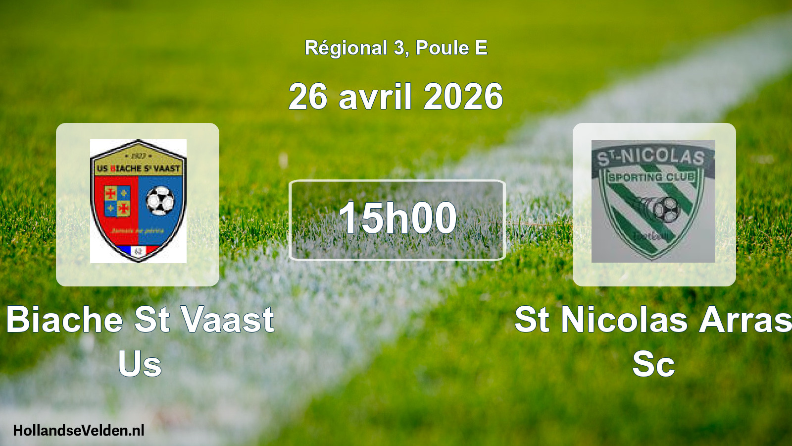 Geplande wedstrijd: Biache St Vaast Us - St Nicolas Arras Sc (26 april 2026)